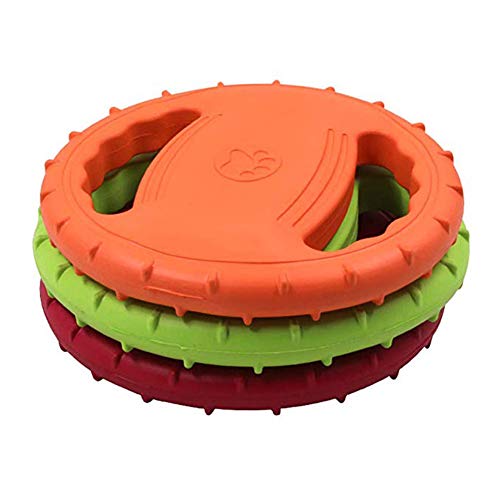 Omem Indestructible Squeaky And Floating Dog Flying Disc For Outdoor Training And Playing, Rubber Frisbee For Large Dog (Red) #TOP3