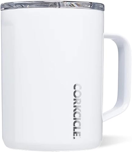 Corkcicle Origins - Taza de café de viaje de acero inoxidable con triple aislamiento con asa para té, chocolate caliente, cafés y más, a prueba de