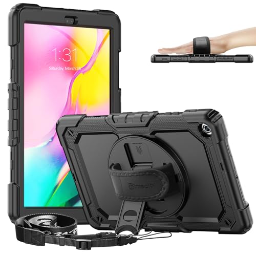 Timecity for Samsung Galaxy Tab A 10.1 Case 2019, Only Fit (SM-T510/ SM-T515/ SM-T517), Drop Proof with Hand Strap Stand Screen Protector Pencil Holder for Galaxy Tab A 10.1 Case - Black