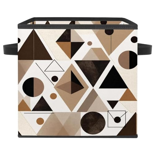 Boîte de rangement pliable marron à motif géométrique abstrait - 2
