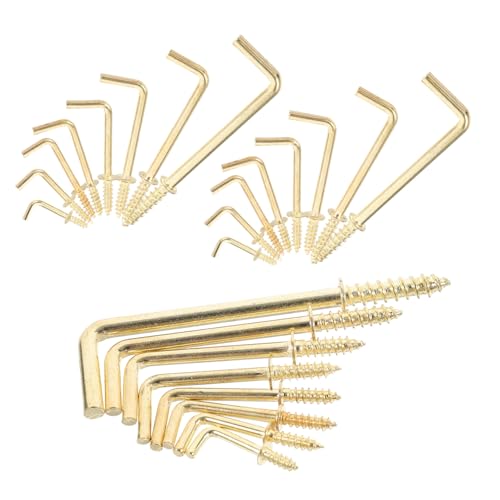 LIFKOME 直角型セルフタッピングスクリューフック 多金属製ねじ ピクチャーフレーム用吊り下げ金具 収納整理向け