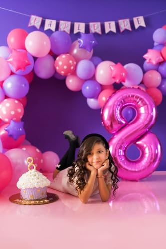 Image of 8 Balloon Numbers Birthday Decorations, 40In Hot Pink Balloons for Party | Eye-catching Appearance, Perfect Decorative Centerpieces, Convenient Self-sealing Structure, Widely for Various Occasions