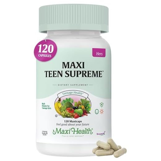 Maxi Health Teen Supreme Hers Vitamins for Teen Girls (120) - Women's Multivitamin for Energy, Immune Boost, Body & Brain Growth - Womens Multi Vitamins Including D3, Iron, Calcium, Digestive Enzyme