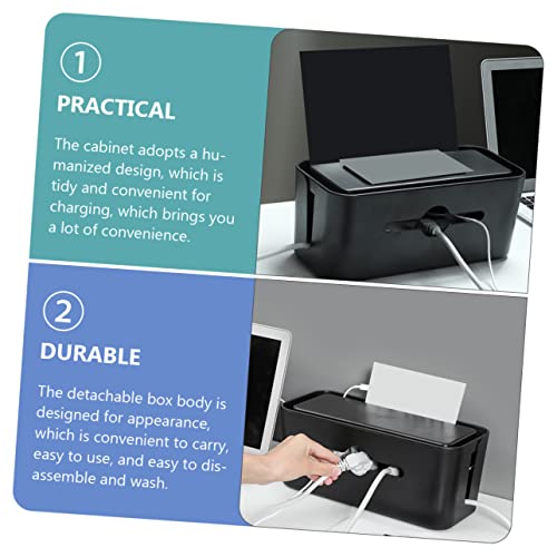 Caja organizadora para cables Veemoon para escritorio, contenedor desmontable para almacenamiento de cables eléctricos, caja ordenadora con tiras adhesivas miniatura 6