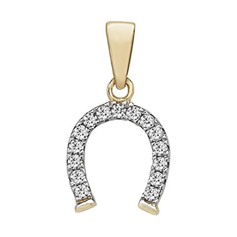 Attractive 9ct Gold Ladies Pendant with Cubic Zirconia/CZ - 18mm*10mm WJS10688 Cover