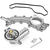 Upgrade Aluminium Thermostat Housing Assembly and Engine Coolant Crossover Water Outlet Pipe for Dodge Durango 2011-2015 Jeep Grand Cherokee 2011-2015 - Replaces 5184653AF 902-3102HP 902-852