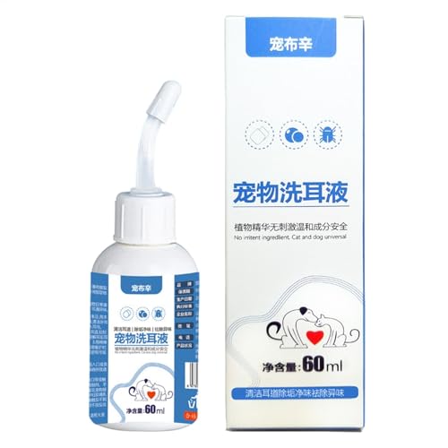 ペット耳洗浄液、犬猫用耳洗浄剤, 60ml ジェントル&ナチュラル イヤードロップ, 犬猫子犬子猫のための効果的な犬耳洗浄ソリューションで不快感を回避しましょう