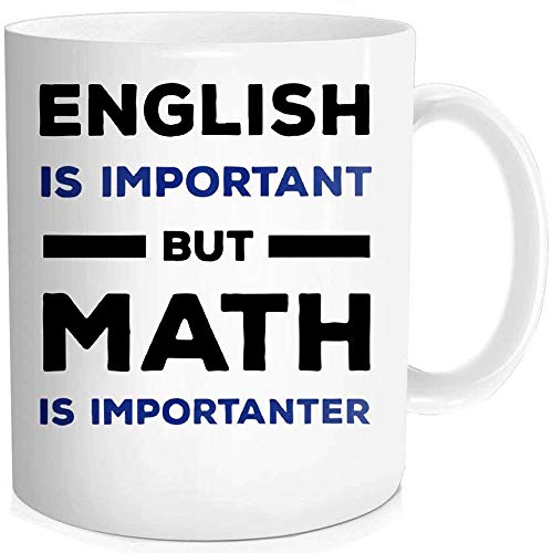 Waldeal 1 Piece, Math Teacher Mug, English Is Important But Math Is Importanter. Funny Coffee Mug, 11-OZ Fine Bone Ceramic White