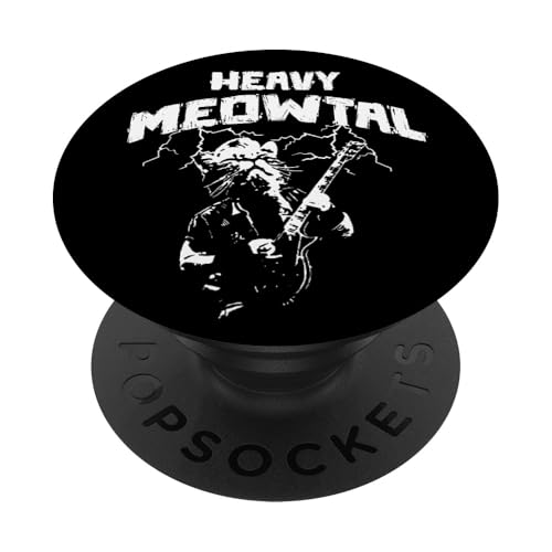 Heavy Meowtal - Cat Lover Gifts - Heavy Metal Music Gift PopSockets PopGrip Adhésif