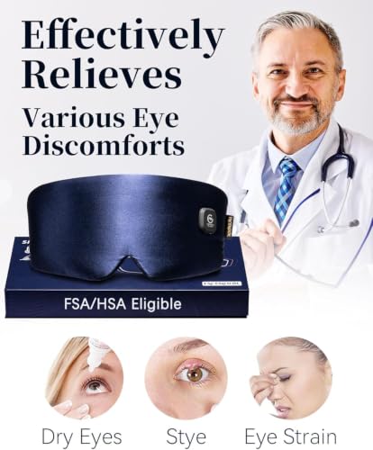 Image of Heated Eye Mask for Dry Eyes - Silk Cordless Warm Eye Compress Moist Heat