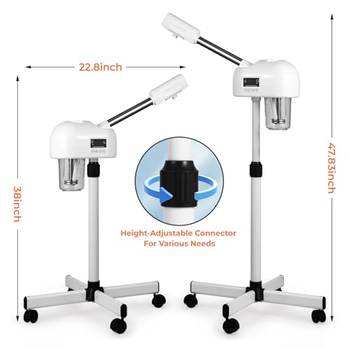 Image of Professional Facial Steamer for Estheticians, Hot Mist & Timer Function, Vaporizador Facial Professional Steamer On Wheels for Home Use & Spa Salon Skin Cleasning