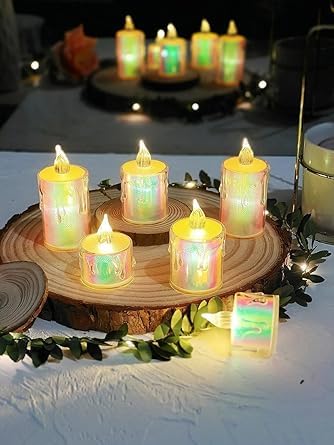 Seno 6 PCS LED Rainbow Candle Light, 5cm Transparent Acrylic, Battery Operated Flameless Tealight, Multicolor Perfect for Home Décor, Diwali, Christmas, Wedding & Parties-image-29