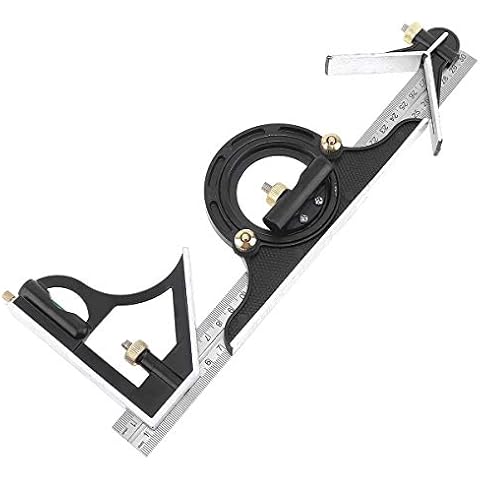ChgImposs 12" Adjustable Sliding Combination Square Ruler & Protractor Level Measure Measuring Set, Inch/Metric Cover