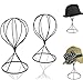 Mydio 2 Pieces Modern Metal Hat Stands Durable Stable Metal Hat Cap Rack Wigs Holder, Metal (Black)