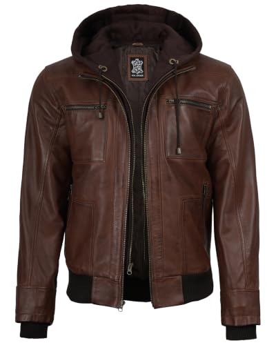 Image of Decrum Leather Jackets for Men with Hood