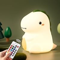 KinYiLO Dinosaur Night Light for Kids, Cute Dino Baby Nusery Light, RGB 16Color Changing, Rechargeable Battery Powered, 30Min Timer Off for Sleeping Companion