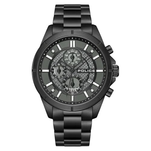 Image of Police Black Dial Chronograph Stainless Steel Strap Watch for Men