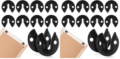 Image of TEHAUX 20pcs Keyhole Hangers, Black Iron Mirror Picture Frame Hangers, Keyhole Hanging Plates Metal Fasteners for Fasteners Rivet Fittings (Pack of 2)