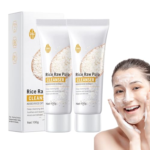 Tkekruh 2PC Limpiador Facial 100g, Deep Clean Limpiador Facial, Leche Limpiadora Calmante, Limpia Suavemente la Piel y Regula el Equilibrio Hidrolipídico, para Limpieza Diaria, Fácil de Enjuagar