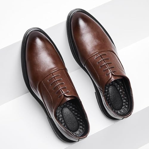 Men's Comfortable Business Casual Shoes, Leather Lace-Up Oxford Dress2