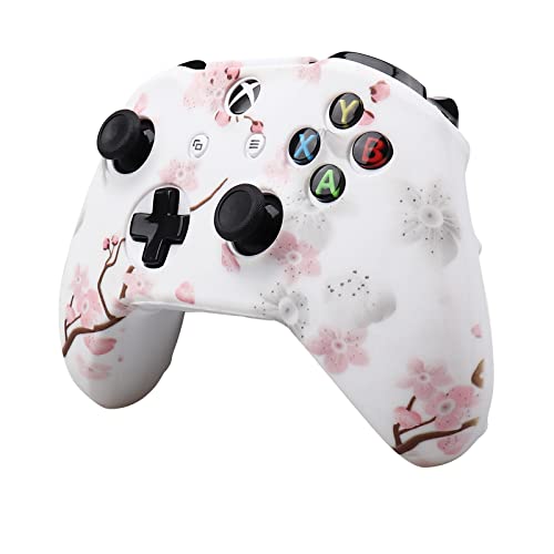 Image of RALAN Cherry Blossoms Skin, Sakura Silicone Controller Cover Skin Protector Compatible for Xbox Ones Controller (Pink Pro Thumb Grip x 2,Cat Grips x 2,Skull Cap x 2).