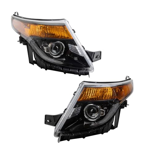 Image of TRQ 2 Piece Headlight Assembly Set Halogen Driver & Passenger Side Compatible with Ford Explorer 2013-2015 FO2502313 FO2503313 DB5Z13008G DB5Z13008H