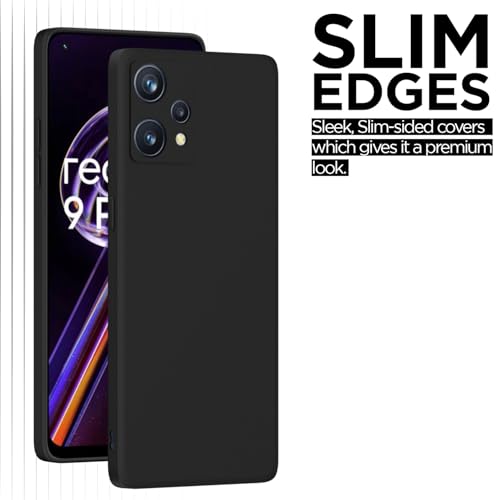 Image of Pikkme Back Cover for Realme 9 Pro Plus 5G /Realme 9 4G | Slim Soft Matte Silicone Cover with Camera Protection & Shockproof Bumper Case (Black)