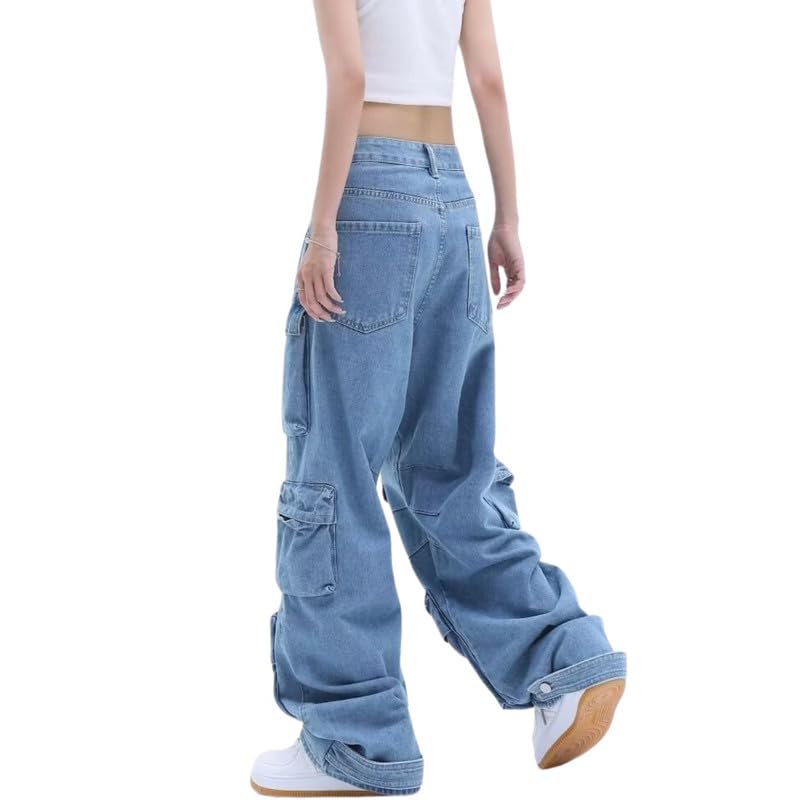 Baggy Cargo Pants for Womens Mens Y2K Loose Low Rise Wide Leg Jeans Harajuku Streetwear Clothes3