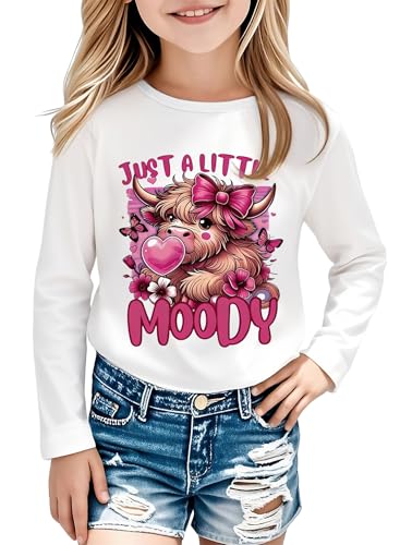 Image of Girls Western Cow T-Shirts - Cute Cowgirl Outfits for Kids Short Sleeve Shirts Funny Tops Rodeo Graphic Summer Tee