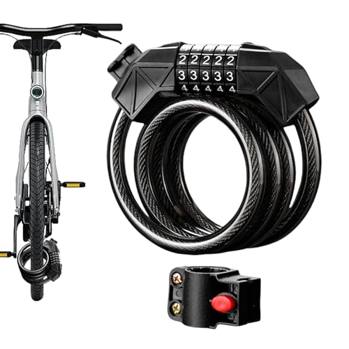 Snowboardschloss, elektrisches Rollerschloss | 4-Fuß-Motorrad-Kabelschlösser | 5-stellige, angestellte, gewickte sichere Kette, integrierter Kinderwagen Alarm für Roller