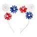 Lux Accessories White July 4th Red Blue Plain Flowers Cat Ears Fashion Headband