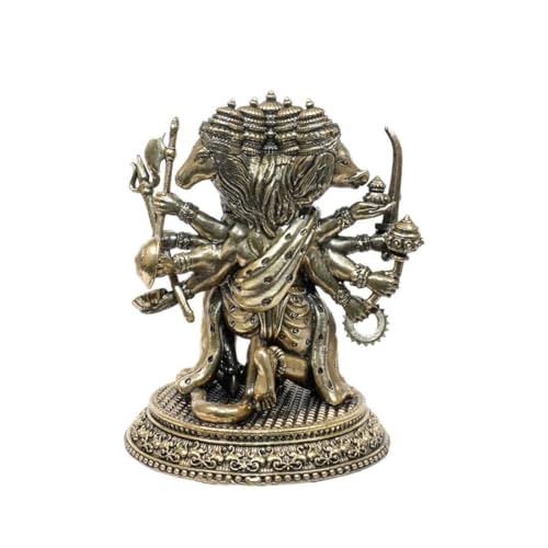 Image of Brass Panchmukhi Hanuman Statue Intricate Detailing Small Five-Faced BajrangBali Idol for Car Dashboard & Home Decor Pack of 1 (7 INCH)