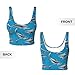 Women Girls Comfortable U-Shaped Back Yoga Vest Stretchy Blue Ocean Sea Shark Art Crop Tops with Pads Fast Dry Shirts for Fitness Gym