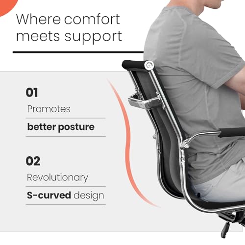 NEO-CHAIR-Office-Chair-Reception-Guest-Desk-Chairs-Conference-Ergonomic-Mid-Back-Leather-Modern-Executive-Ribbed-Height-Adjustable-Swivel-Rolling-Home-PU-Computer-2-Black