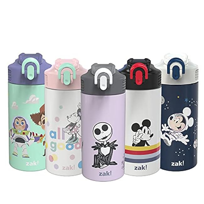Zak Designs The Nightmare Before Christmas - Stainless Steel Vacuum Insulated Water Bottle - 14 Oz - Durable & Leak Proof - Flip-Up Straw Spout & Built-In Carrying Loop - BPA Free