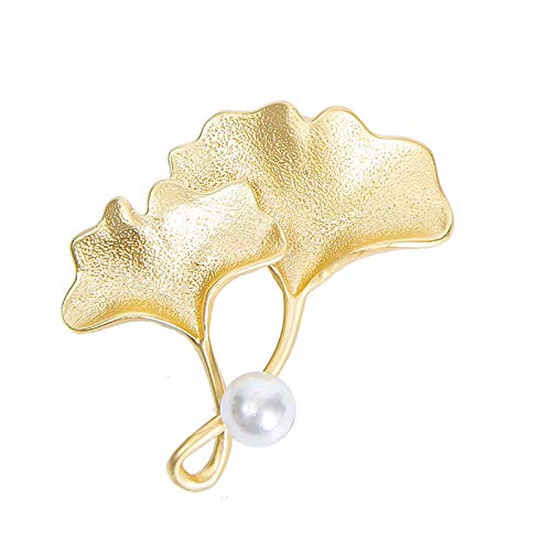 Ubrand Frosted Gold Ginkgo Leaf Brooch #TOP17