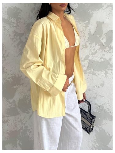 SOLY HUX Women's Oversized Button Down Shirts Casual Collared Long Sleeve Blouses4