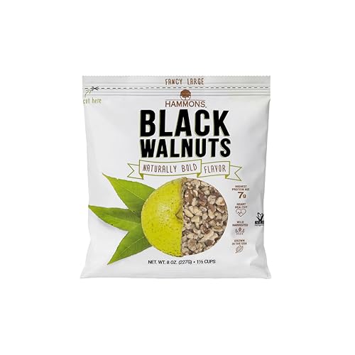 Hammons Fancy Large Black Walnuts - Wild Harvested - Non-GMO - Gluten-Free - High Protein - Keto Snack - Nuts for Cooking and Baking - 8oz