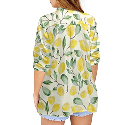 Coloranimal Women's Casual Long Sleeve Shirts Button Up V-Neck Blouse Tunic Tops Size S-5XL2