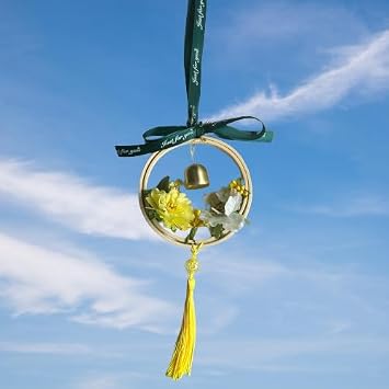 Bamboo Garland, Wind Chime Garland Pendant, Window Balcony Pendant car Decoration Pendant, DIY Chinese Wind Chime Garland Pendant, Spring Garland Pendant, Garden Decoration. Yellow Garland