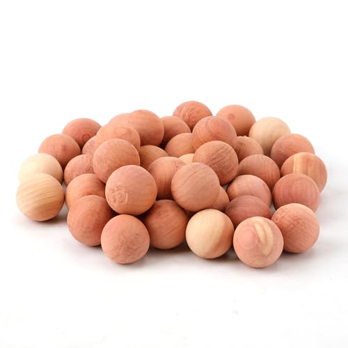 40pcs Cedar Balls for Clothes Storage, 0.87x0.87in Cedar Balls Wood Cedar Blocks Cedar Chips Redolent Cedar Rings for Clothes Storage Houses Drawers Closets Shoebox