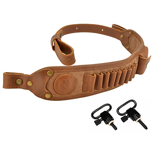 Leather Rilfe Shoulder Sling (Brown with Swivels)