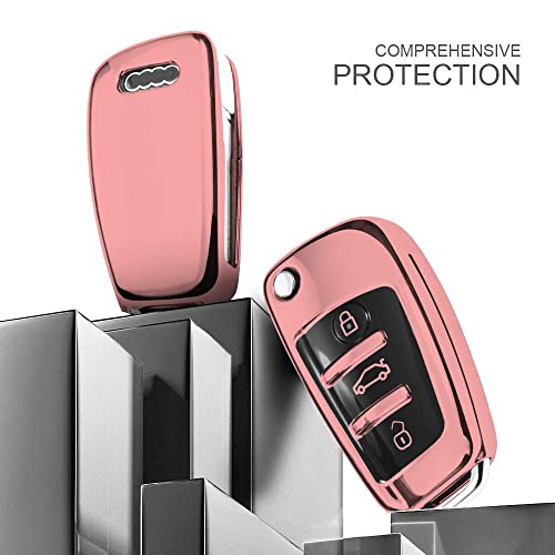 OATSBASF for Audi Key Cover, Car Key Cover Compatible with Audi A1 A3 A4 A6 Q3 Q5 Q7 S3 R8 TT Remote Protector Case TPU Silicone (Rose Gold) - Image 6