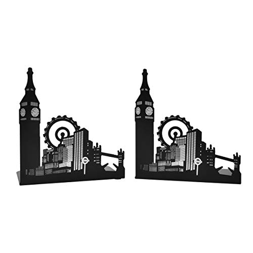 Fancyus 1 paio di reggilibri a tema Londra, con Big Ben e ruota...