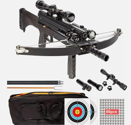 80lbs Steel Ball WT4 Repeating Crossbow with Tactical Package. Includes Flashlight, Scope and Red Beam Aimer