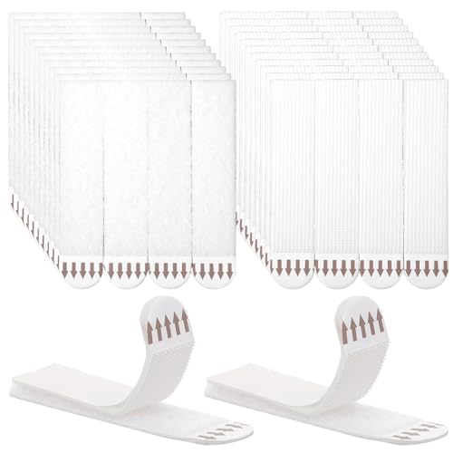 Image of 24 Pairs (48 Strips) Heavy Duty Picture Hanging Strips, Fabric Fastener Interlocking Tape No Nails Strips Hook and Loop Tape No Wall Damage for Pictures and Photos Frame Hanging