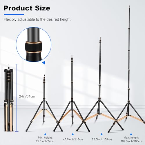 Soonpho 260cm Aluminum Alloy Travel Light Stand Portable Photography Tripod Lightweight 102.36in Photo Studio Tripod for Strobe Reflector Softbox Umbrella Video Shooting Background with Carrying Bag - Image 3
