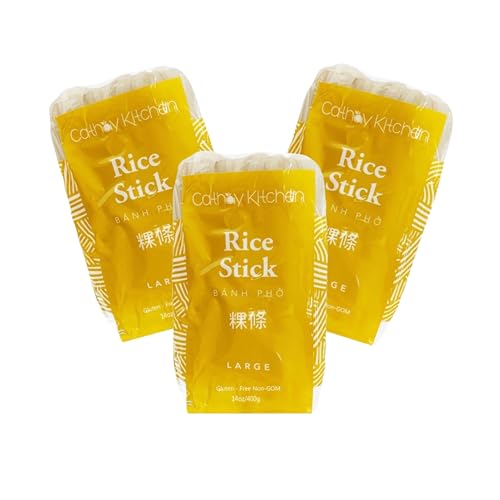 Cathy Kitchen 5mm Large Rice Stick Noodles, Gluten-Free, Non-GMO, For Pad Thai & Banh Pho, Diy Cooking Instructions - Authentic Asian Cooking - 42oz - Pack of 3