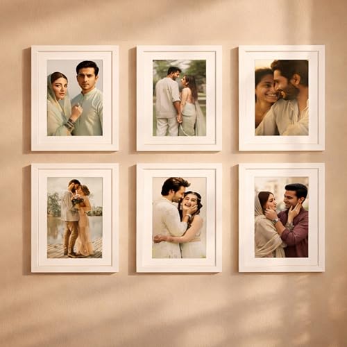 Image of Art Street Premium Photo Frame for living room, Classic Aesthetic Design Photo Frames for Photograph, Art Work, Kids Room Set of 6 (11x14 Inch, White)