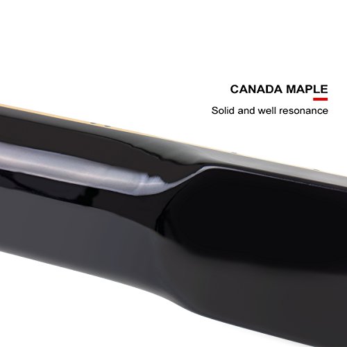 Kmise Electric Guitar Neck Maple Rosewood Solid Black Finish For Gibson LP Replacement 22 Fret (Black with trapezoid inlays)